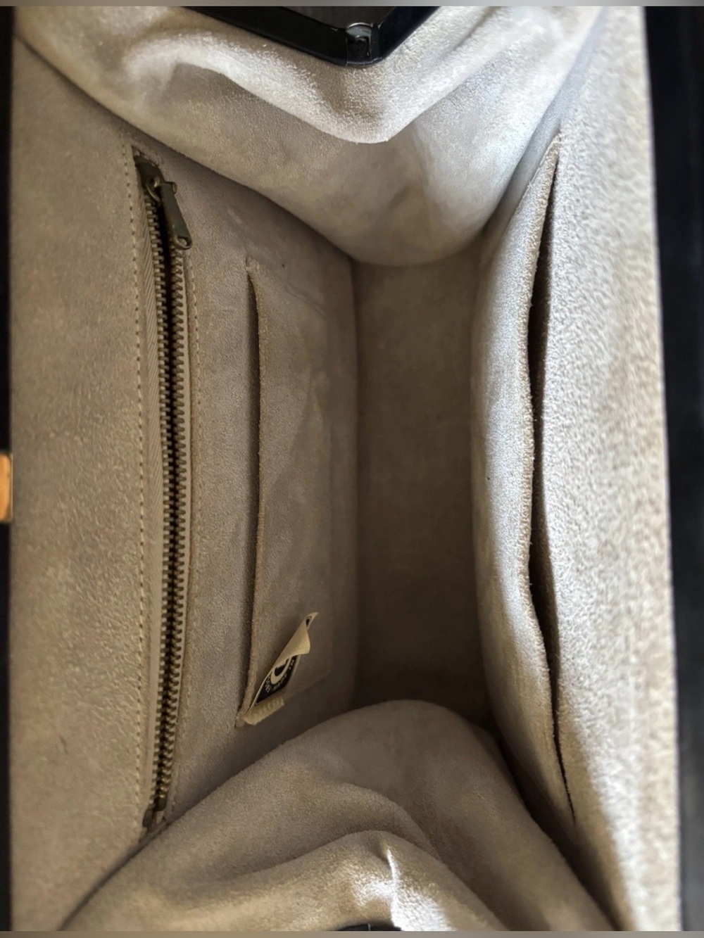 Vintage Fassbender Black Leather Handbag England 1950s Suede Interior Classic - Picture 4 of 16